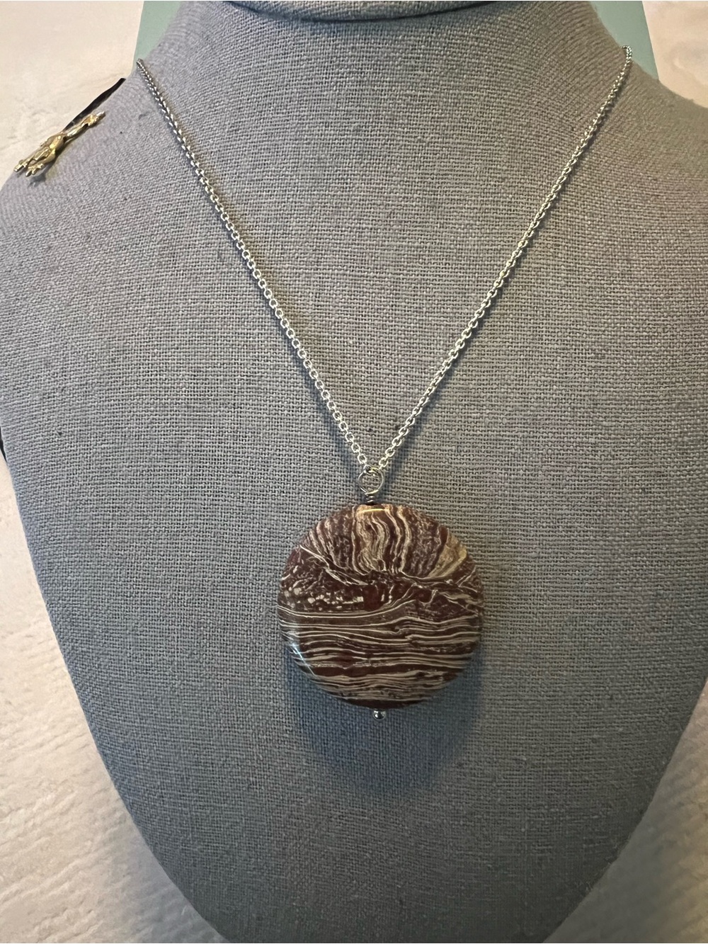 Uncommon Jasper Brown Natural Stone Sterling Necklace- Unisex